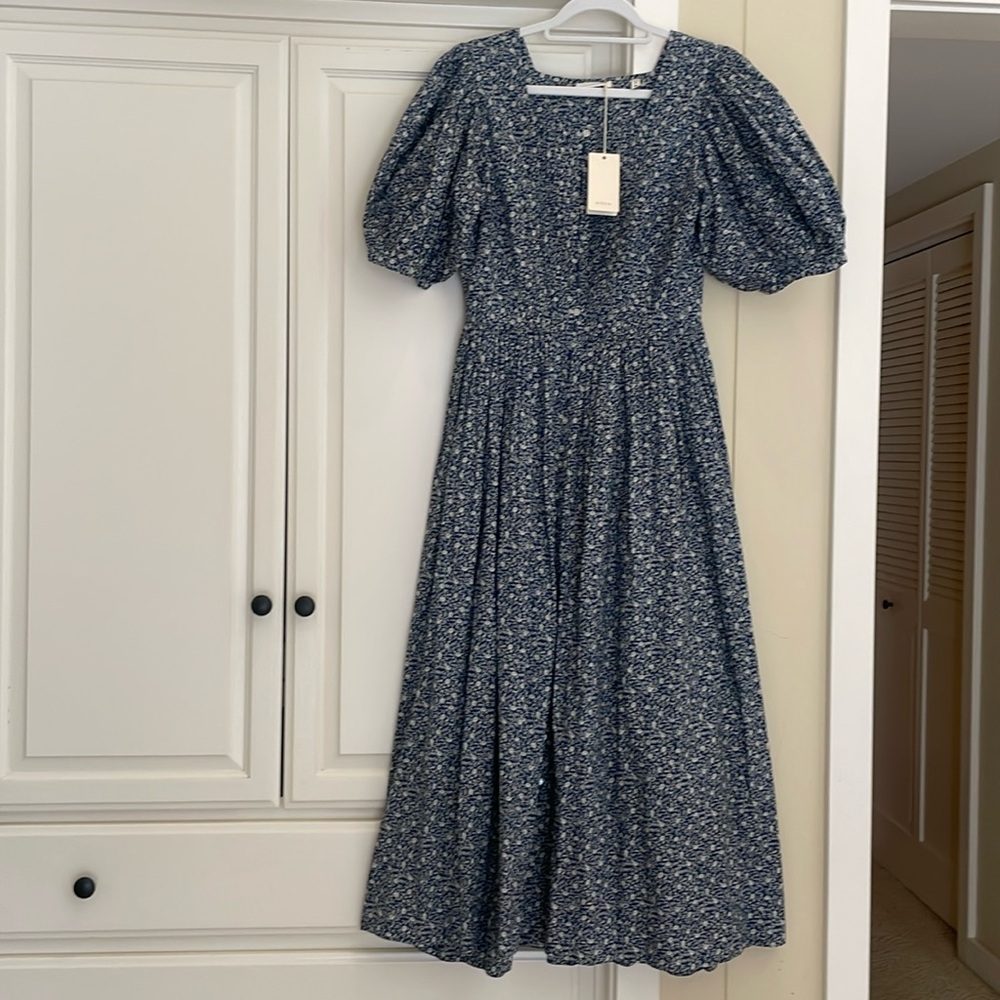 Asheville dress- blue cottage daisy Floral